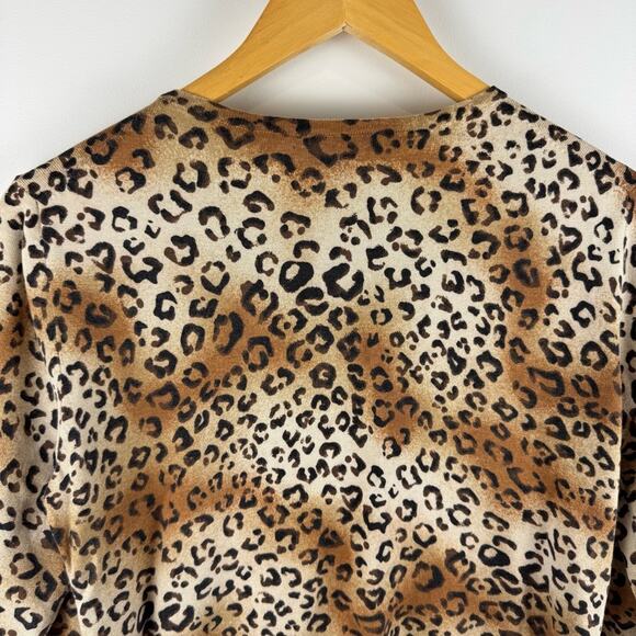 Boston Proper Silk Blend Sequin & Leopard Print Cardigan ~ Small - Picture 9 of 12